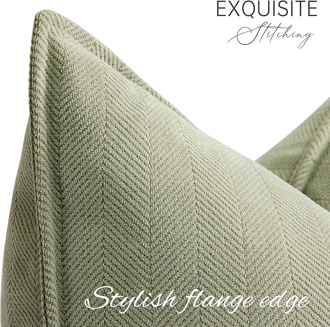 ZWJD Sage Green Pillow Covers 18x18 Set of 2 Chenille Throw Pillow Covers with Elegant Design Soft and Luxurious Decorative Throw Pillows for Couch, Bed, and Home Decor