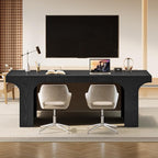 Tribesigns 70.9-Inch Executive Desk, Large Wooden Computer Office Desk, Modern Writing Table Business Workspace Home Office Furniture with Arched Design, Black