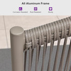 PURPLE LEAF 4 Pieces Patio Conversation Set Outdoor Wicker Furniture with Aluminum Table and Rattan Chairs Sofa Cushions Included for Porch Backyard Garden Balcony Champagne