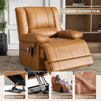 Large Dual Motor Power Lift Recliner Chair with Massage and Heat for Elderly People, Infinite Position,USB Ports and Remote Control,Breathable Leather (Yellow)