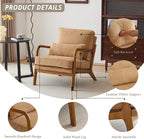 Karl home Mid-Century Modern Accent Chair, Living Room Chairs with Pillow Upholstered Lounge Armchair with Solid Wood Frame & Soft Cushion for Bedroom, Reading Room, Corduroy Khaki (Low Back)