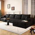 135.4" Large Cloud Modular Sectional Sofa with L-Shape Chaise, Deep Seat Upholstered Couches for Living Room，No Assembly Required, Corduroy Pet-Friendly Fabric (Black, Right Facing Chaise)