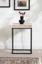 Kate and Laurel Karlsen Wood and Metal Narrow Side Table; 16 x 24 x 8; Whitewash and Black; Modern Transitional Slim Nightstand with Mixed Materials Design