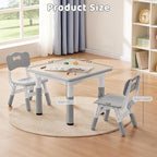 Adjustable Kids Table Chairs Set – Graffiti Desktop, Multi-Activity Height-Adjustable Toddler Study Desk for Ages 3-8 – Ideal for Home, Classroom, Daycare (W-Gray, 2 Chairs-23.6" L x 23.6" W)