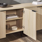 Walker Edison Reema Fluted 4-Door Kitchen Sideboard Buffet Console, 69 Inch, Coastal Oak
