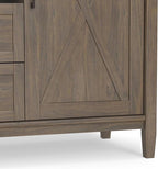 SIMPLIHOME Ela Solid Wood and Pine 54 inch x 18 inch Rectangle Transitional Sideboard with Wine Storage in Smoky Brown for The Dining Room and Kitchen