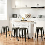 Yaheetech 24 Inch Metal Barstools Set of 4, Counter Height Backless Stools, Industrial Stackable Bar Chairs with Footrest for Kitchen/Dining Room/Bistro/Patio, Metal
