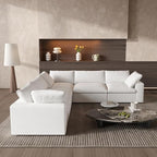 Cloud Couch Modular Sectional Sofa,160.6" Down Filled 5 Seater Convertible Sectional Sofas,V Shaped Couch for Living Room,Covers Washable&Replaceable,White
