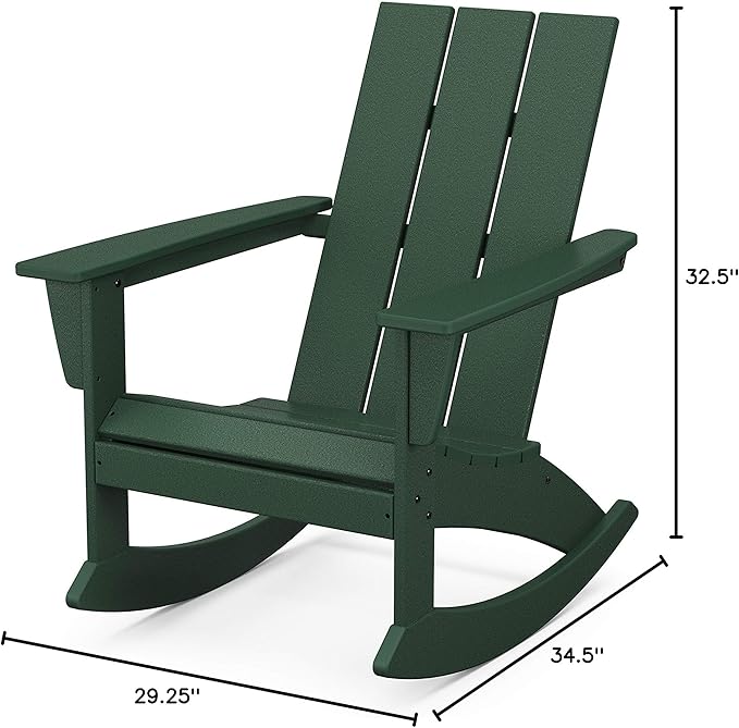 POLYWOOD® Modern Adirondack Rocking Chair, Green