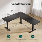 BANTI L-Shaped Standing Desk - 75 x 63 Inch Adjustable Corner Standing Desk with Charging Station - L Shape Sit Stand Table with Memory Controller, Splice Board for Home Office