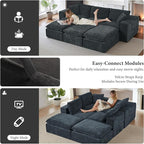 108" Sectional Couches for Living Room Boneless Couch Upholstered Cloud Couch Sectional Modular Sectional Sofa with L Shaped (Chenille-Blue, 4 Seat+2 Ottoman)