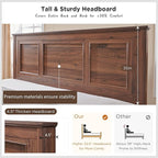 ACCOHOHO Farmhouse King Size Bed Frame with 52" Tall Headboard, Wood Platform Bedframe with Footboard and Storage Drawers, No Squeak, No Box Spring Needed, Brown