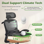 Office Chair Ergonomic Desk Chairs with Adjustable Lumbar Support& Headrest Hanger, High Back Breathable Mesh Chair with Wheels, Rolling Swivel Comfy Task Computer Chair for Home Work Gaming