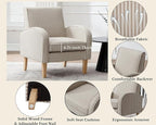 Farmhouse Striped Accent Chairs for Living Room Set of 2, Linen Fabric Modern Comfy Armchairs with Cushion, Upholstered Striped Reading Chairs for Bedroom Couch Chair with Wood Legs, Khaki