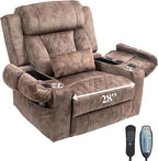 Big Man Power Lift Recliner for Elderly Adults 28 Inch Wide Seat, Lay Flat Lift Chair with Heat Massage, Arm Storage Cup Holders, USB Type C Charging, Oversized Recliner 400 lbs