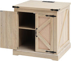 VEVOR Farmhouse End Table, Rectangle PE Rattan Woven Wood Coffee Table, 24-Inch Modern Boho Style Storage Coffee Table with Retro Metal Hinges, for Living Room, Bedroom & Small Spaces