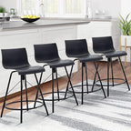 annjoe Swivel Bar Stools Metal Counter Height Stools Plastic Seat Chairs Set of 4 for Indoor Outdoor Home Kitchen Business (26" Black)