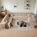 165.7'' U Shaped Sectional Couches for Living Room, Oversized Boneless Cloud Couch with Chaise, Modular Sofa Sets Deep Seat Plush Corduroy, No Assembly Required,Plush Corduroy,Beige
