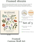 HesenDot Minimalist Framed Matisse Canvas Wall Art,Abstract Matisse Wall Decor,Quality Canvas Prints for 12x16IN,Art Posters Decoration for Bathroom,Living Room,Bedroom Set of 3