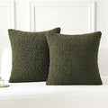 FUTEI Olive Green Throw Pillow Covers 22x22 Inch Set of 2,Furry Faux Fur Teddy Boucle Textured Cushion Covers,Soft Fluffy Decorative Pillow Case,Home Decor for Couch Bed Living Room Office Car
