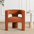 KINWELL 28" W Modern Boucle Accent Chair, Mid Century Upholstered Square Armchair, No Assembly Single Sofa Side Chair for Living Room Lounge Bedroom (Caramel)