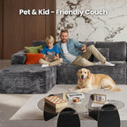 Cloud Sectional Couch with Chaise, Boneless U-Shaped Cloud Couch with Deep Seat, Soft Plush Modern Minimalist Sofa, Assembly Free Modular Floor Sofa for Office Living Room Apartment, Grey