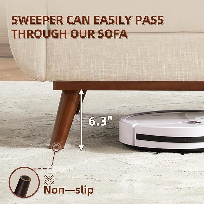 Tbfit Loveseat Sofa, Mid-Century Love Seat Couches, Boucle Small Sofa for Living Room, Bedroom, Office, Button Tufted Upholstered Furniture, Beige