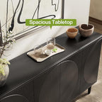 LITTLE TREE 59-Inch Buffet Cabinet Sideboard with Storage, Modern Sideboard Buffet Table with Doors for Living Room, Dining Room (Black)