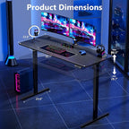 Electric Standing Desk 55 x 24 Inches, Height Adjustable Sit Stand Home Office Computer Desk with Memory Presets,Carbon Fiber Black
