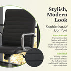 HON Sadie Executive Chair, Ergonomic Leather Office Chair with Chrome Arms and Back Support, for Computers, Desks, Home Offices, 360 Swivel, Black