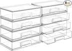 Vtopmart 12.1''W Clear Stackable Storage Drawers,8 Pack Acrylic Plastic Organizers Bins for Makeup Palettes, Cosmetics and Beauty Supplies,Ideal for Vanity, Bathroom,Cabinet,Desk Organization