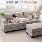 85" Sectional Couches with Storage Ottoman,L Shaped Couch with Armrest Organizer,3-Seater Sofa,Thick Cushions,Small Sofas for Living Room,Bedroom,Apartment,Chenille,Khaki