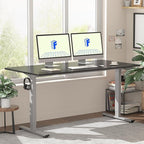FLEXISPOT EN1 One-Piece Electric Stand Up Desk 55x28 Inches Home Office Computer Standing Table Height Adjustable Desk (Silver Frame + 55" Black Top, 2 Packages)