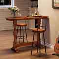 LITTLE TREE Bar Height Table, Small Pub Table with Solid Wood Base, Retro Mid-Century Design, Indoor Cocktail Bar for Small Spaces, Kitchen, Living Room, Mocha Brown
