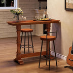 LITTLE TREE Bar Height Table, Small Pub Table with Solid Wood Base, Retro Mid-Century Design, Indoor Cocktail Bar for Small Spaces, Kitchen, Living Room, Mocha Brown
