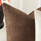 Foindtower Set of 2 Soft Textured Chenille Throw Decorative Pillow Covers Square Accent Solid Cushion Cover Cozy Neutral Farmhouse Pillow Case for Couch Sofa Bedroom Living Room 16x16 Inch,Dark Bronze