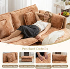 147.8" U Shaped Modular Sectional Sofa, Comfy Cloud Couch with Movable Ottoman, Deep Seat Modular Sofa, Sectional Couches for Living Room, Bedroom, Apartment (Orange)