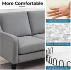 VINGLI Loveseat 53" Small Couch Loveseat Sofas for Living Room Mid Century Modern Sofa Couch Light Grey Love Seat Couches with Scooped Arms for Small Spaces, Bedroom, Apartment, Studio