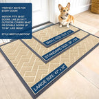 OLANLY Front Door Mat Indoor Outdoor Entrance, Waterproof All-Season, All-Weather Doormat, Sturdy Natural Rubber, Low Profile, Easy Clean Patio Porch Entryway Mat, Herringbone Brick (Beige, 59x23)