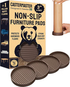 CasterMaster Non Slip Furniture Pads for Hardwood Floors - Circular (Brown, 3'' x 3'' - 4 Pack) - Round Furniture Cups & Chair Leg Floor Protectors for Scratch-Free Floors - Non Slip Caster Cups