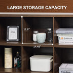 8 Cube Storage Organizer Bookshelf, Industrial Horizontal Bookcase, Accent Cubby Shelf, Media Console Table for Living Room, Home Office, 13.6" D x 63" W x 30.9" H, Brown Walnut