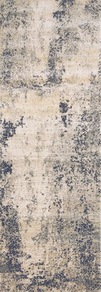 Loloi Teagan Collection TEA-07 Natural/Denim 2'-8" x 4' Accent Rug, Large, Soft Neutral Rug, High-Traffic for Living Room, Bedroom, Home Office, Dining Area