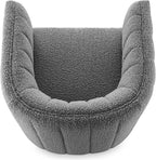 CHERS Rivet Mid-Century Modern Swivel Armchair, Bouclé Fabric Channel-Tufted Accent Chair, 360-Degree Rotating Lounge Chair with Ergonomic Design for Living Room, Bedroom, Home Theater, Gray