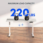 FLEXISPOT E6 3 Stages Dual Motor Electric Standing Desk 55x28 Inch Whole-Piece Board Height Adjustable Electric Sit Stand Desk（White Frame + Grey Wood Grain Desktop, 2 Packages）