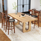 COSTWAY Bar Stool Set of 4, 30.5'' Bar Height Barstools w/Curved Backrest, Faux Leather Cushion & Rubber Wood Frame, Mid Century Modern Island Chairs for Kitchen Bar Cafe, Walnut