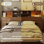 Apicizon King Size Headboard Only, King Bookcase Headboard with Charging Station for Bedroom, Storage Bookcase with USB & 2 Power Outlets, Brown