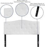 BizChair Arched Button Tufted Upholstered Full Size Headboard in White Fabric