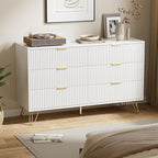 White Dresser for Bedroom, Modern Dresser with Gold Metal Handles & Chests of Drawers for Bedroom, 15.7" D x 47.2" W x 29.5" H