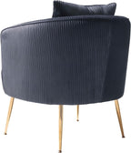 Art Leon Accent Chair Set of 2, Modern Velvet Upholstered Armchairs, Living Room Side Chairs Barrel Chairs with Golden Metal Legs, Gray