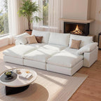 Modular Sectional Sofa, 110.2" U Shaped Modern Sofa Modular Sectional Cloud Couch with Ottoman, Modern Cloud Sectional Couches for Living Room, Deep Seat Sofa with Washable Cover